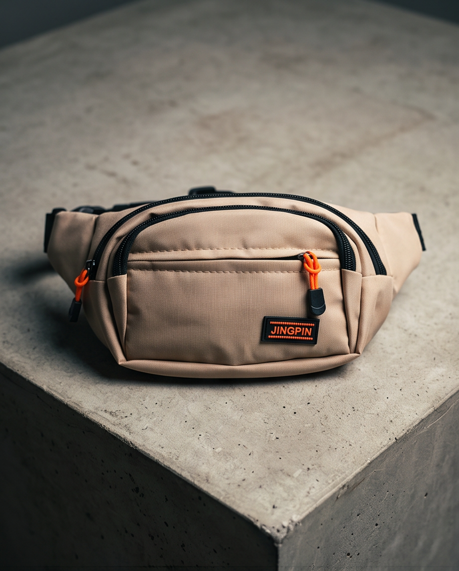 Bauchtasche / Gürteltasche beige - aus Nylon