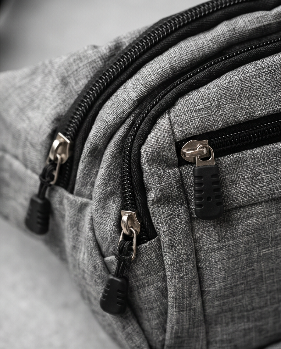 Multifunktionale Gürteltasche in Grau-Melange – Bauchtasche mit großem Fassungsvermögen