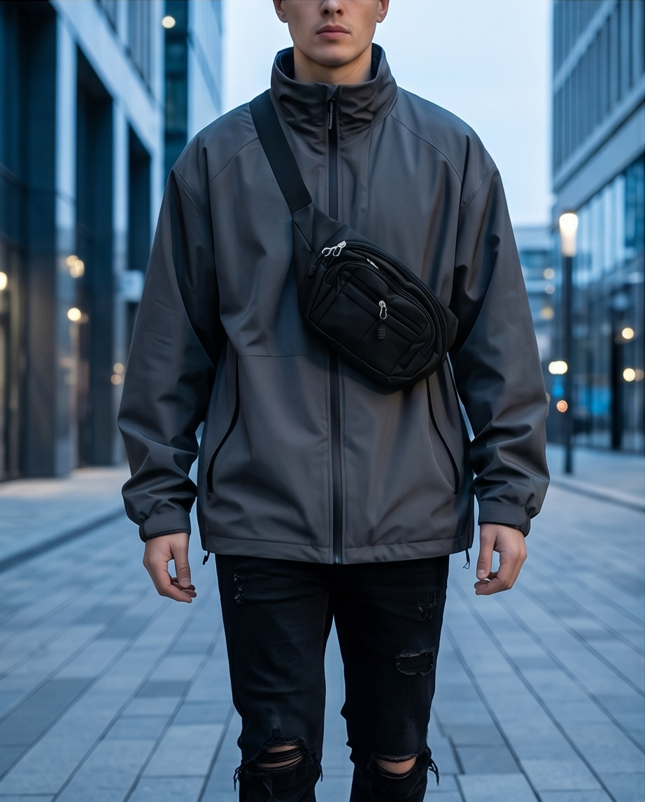 Bauchtasche / Gürteltasche schwarz | All-Black Utility | Unisex