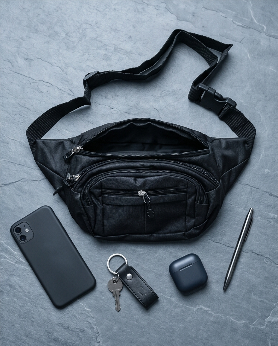 Bauchtasche / Gürteltasche schwarz | All-Black Utility | Unisex