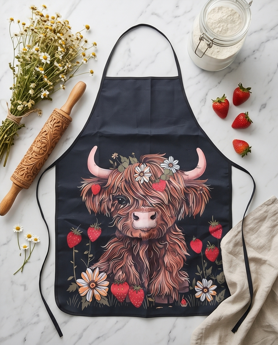 Küchenschürze Highland-Kuh (Highland-Cow) | Kochschürze | Polyester