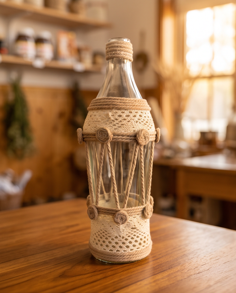 Handmade - Glasflasche mit Jute | Vase | Deko