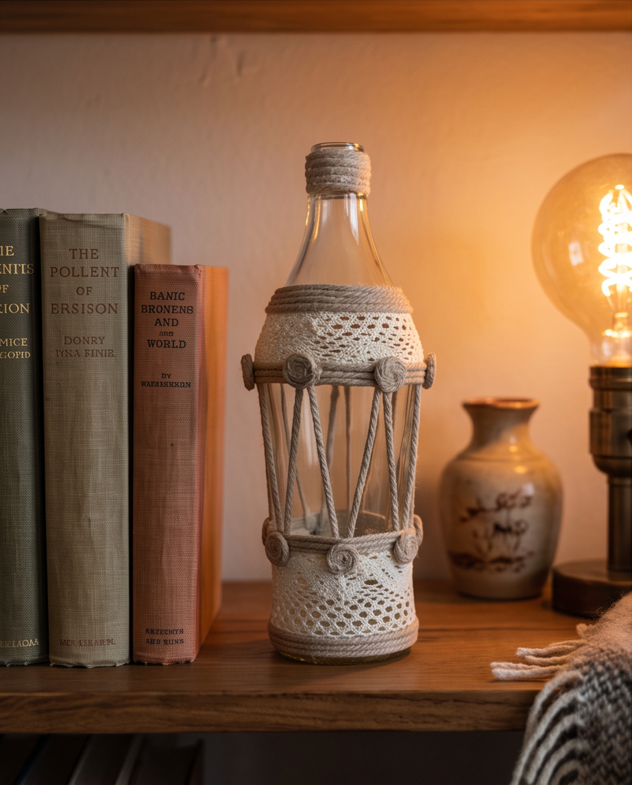Handmade - Glasflasche mit Jute | Vase | Deko