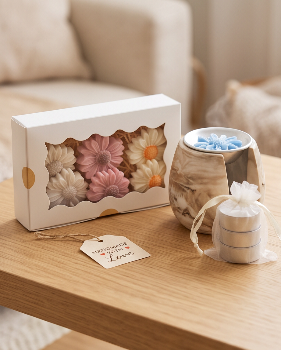 Handmade Geschenk-Set – Duftöllampe & 7 Sojawachs-Duftmelts