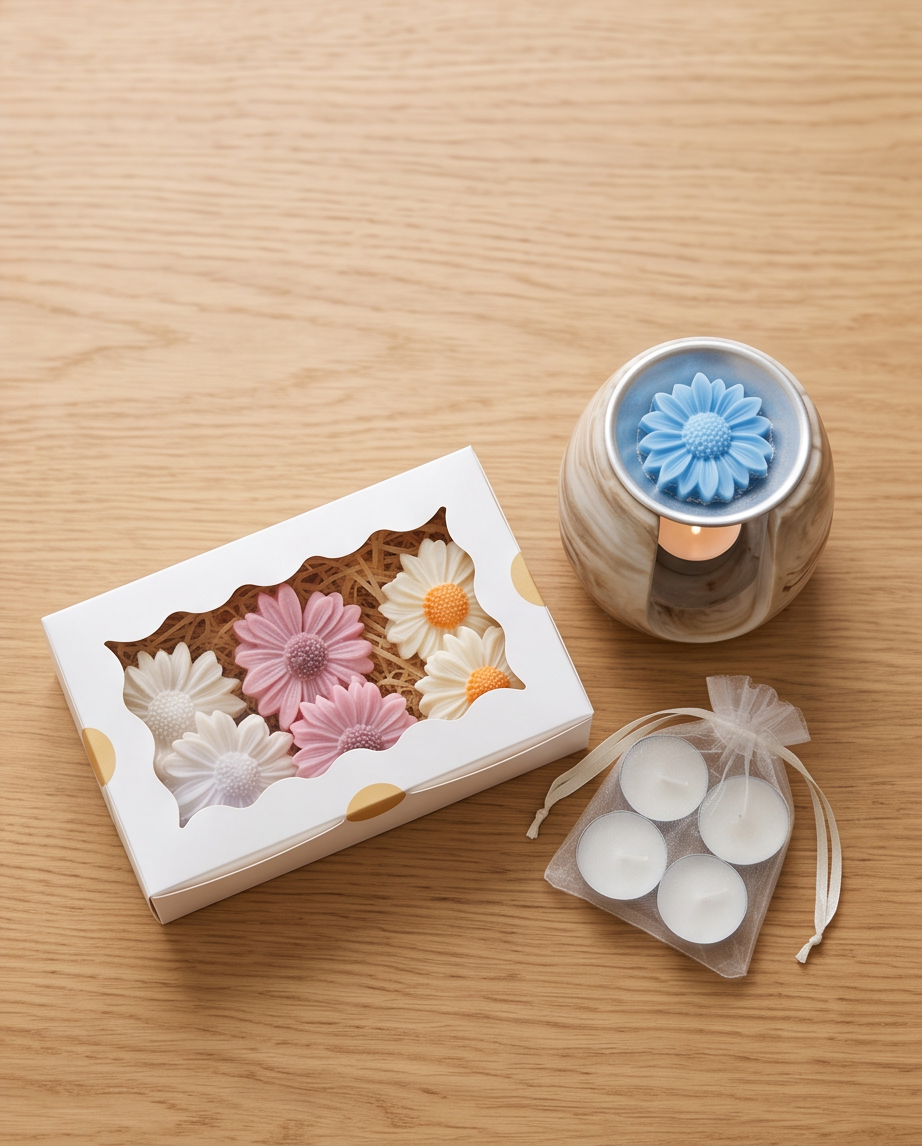 Handmade Geschenk-Set – Duftöllampe & 7 Sojawachs-Duftmelts