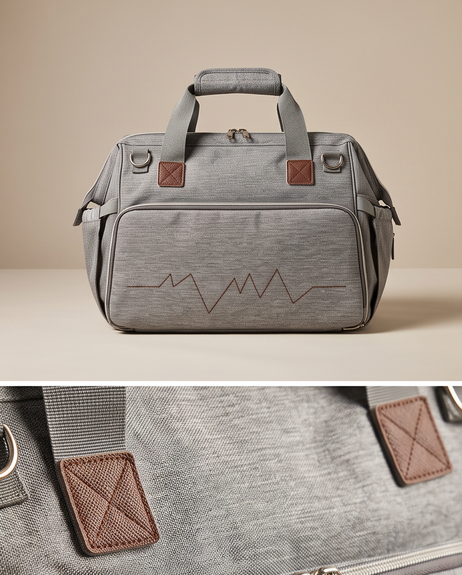 2nd Hand | fillikid Wickeltasche Grau Melange – Viel Stauraum – Moderner Herzschlag-Look Top