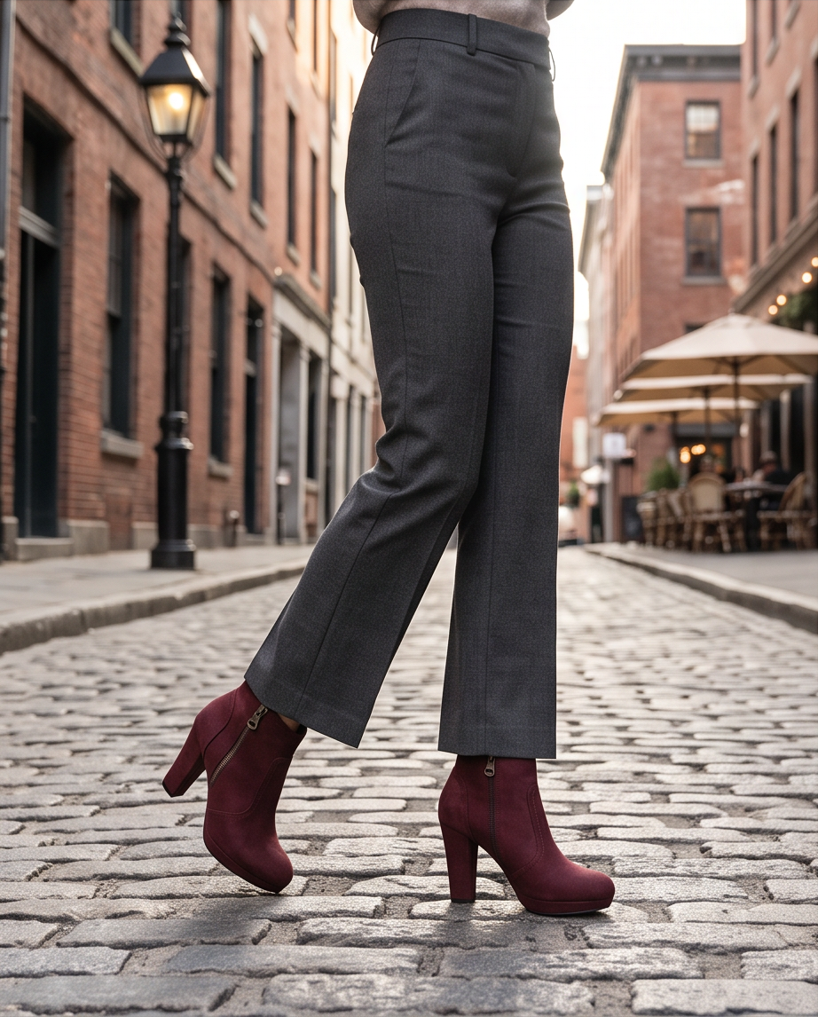 2nd Hand | s.Oliver Stiefeletten / Ankle Boots Bordeauxrot – Gr. 40 – Samtige Wildleder-Optik