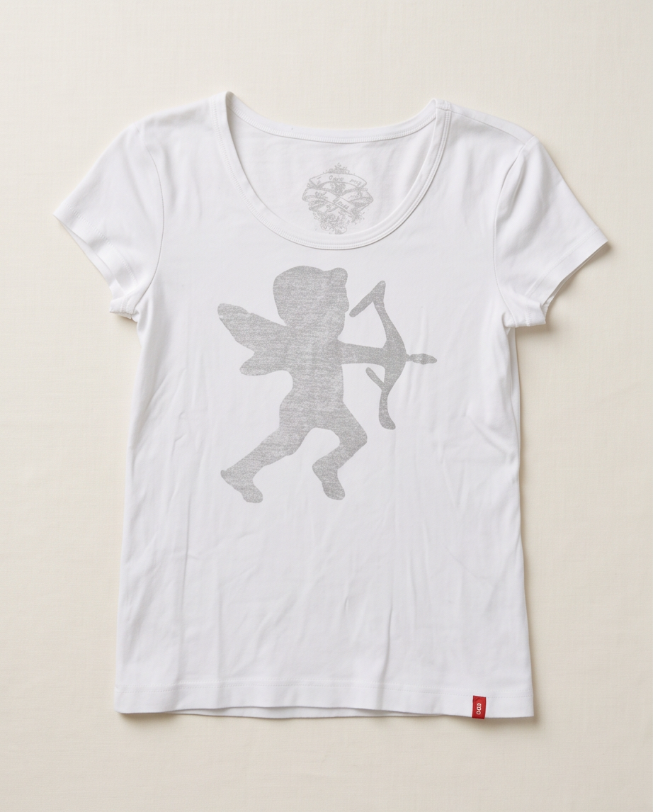 2nd Hand | edc by Esprit T-Shirt Weiß – Gr. XL – Silberner Amor/Cupido Print