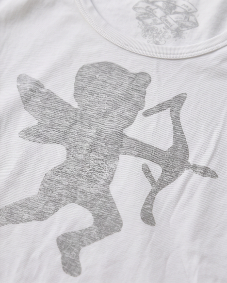 2nd Hand | edc by Esprit T-Shirt Weiß – Gr. XL – Silberner Amor/Cupido Print