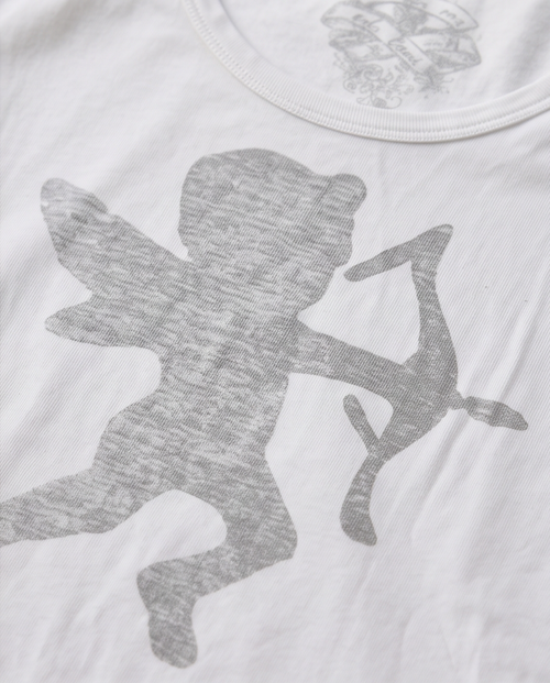 2nd Hand | edc by Esprit T-Shirt Weiß – Gr. XL – Silberner Amor/Cupido Print