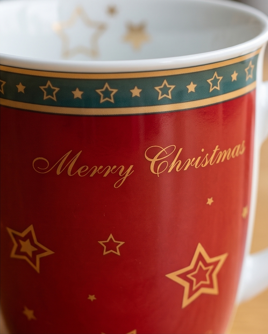 Ritzenhoff & Breker Weihnachtstassen 2er Set – Flirt „Merry Christmas“ Kaffeetassen Rot-Gold H 10,5cm