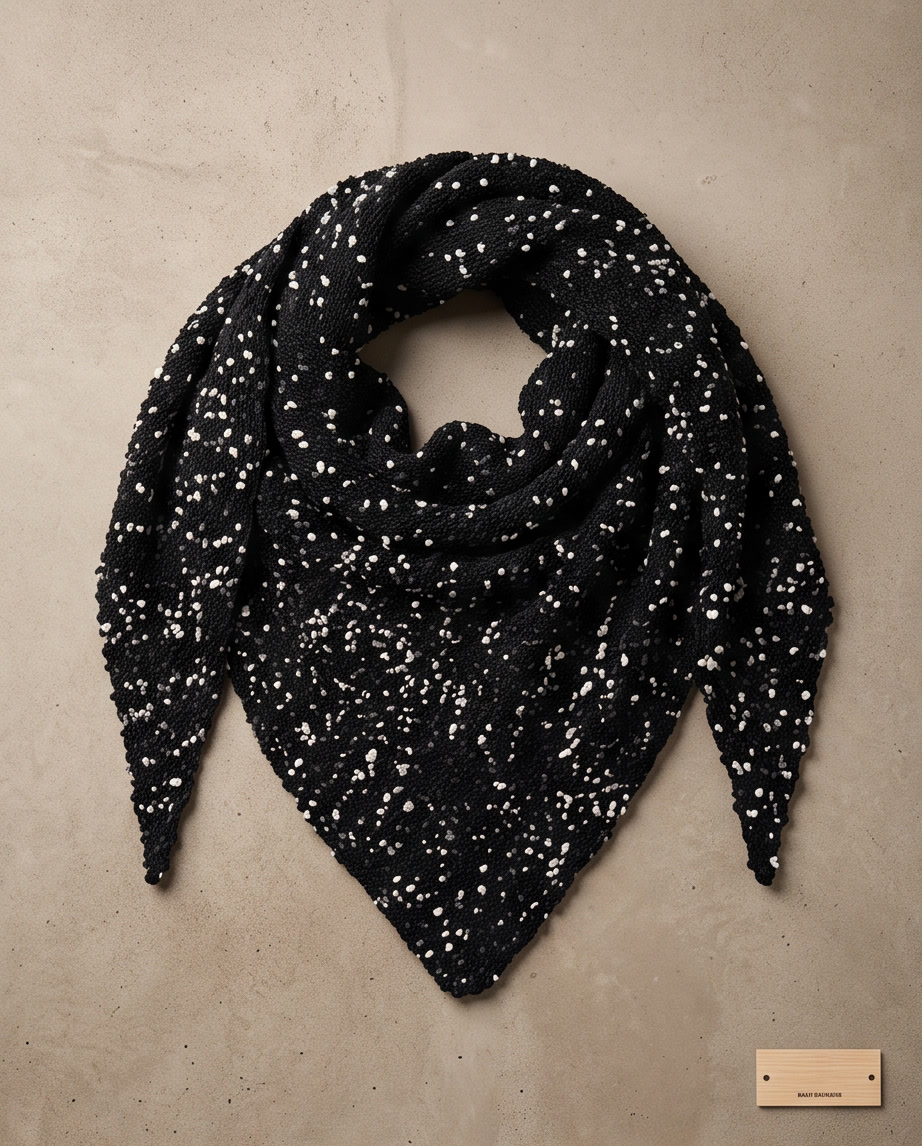 2nd Hand | Bouclé Dreiecktuch 140x40cm – Strukturierter Strickschal / Halstuch mit Noppen