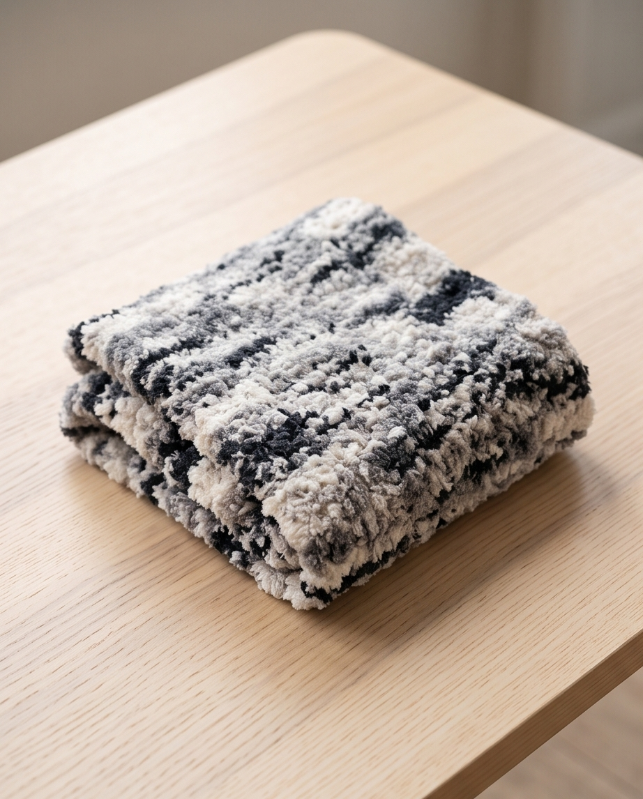 2nd Hand | Oversized XXL Strickschal 200x20cm Schwarz-Weiß-Grau – Flauschiger Winter-Kuschelschal