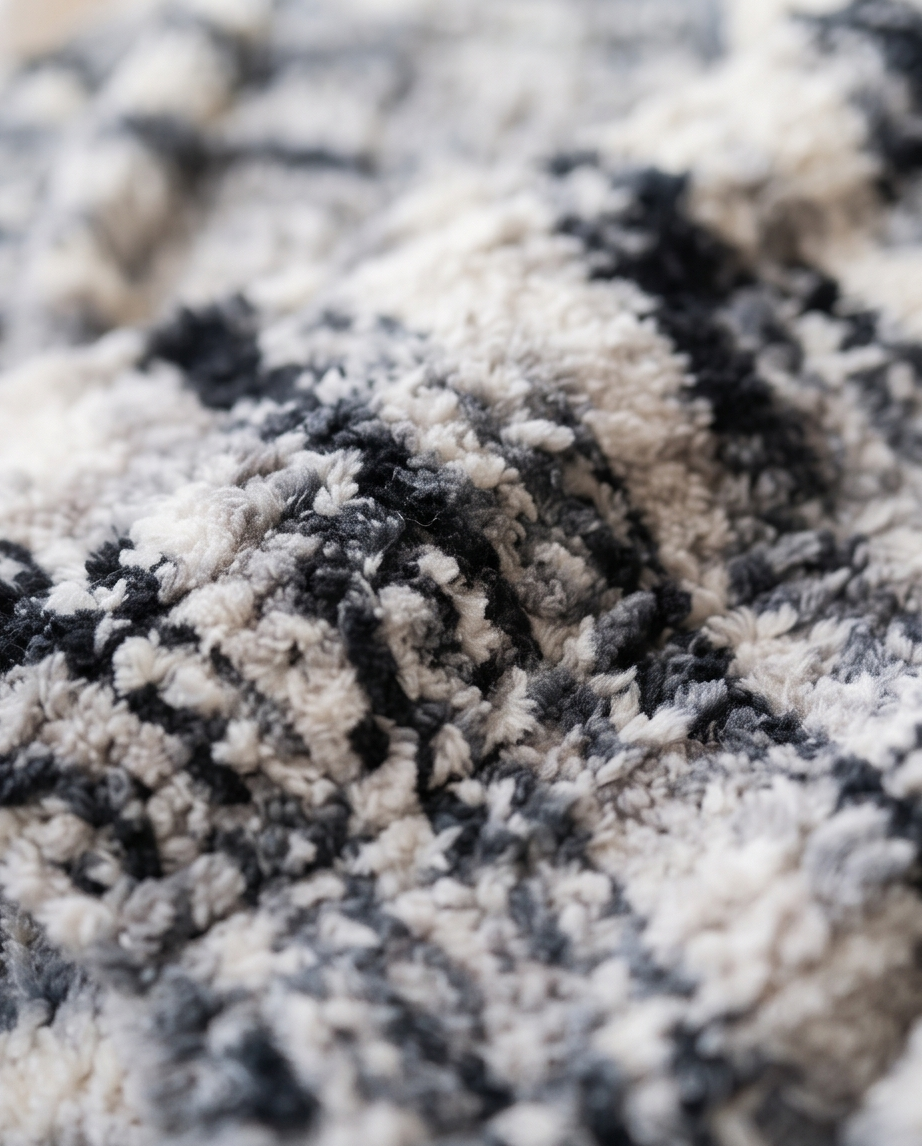 2nd Hand | Oversized XXL Strickschal 200x20cm Schwarz-Weiß-Grau – Flauschiger Winter-Kuschelschal