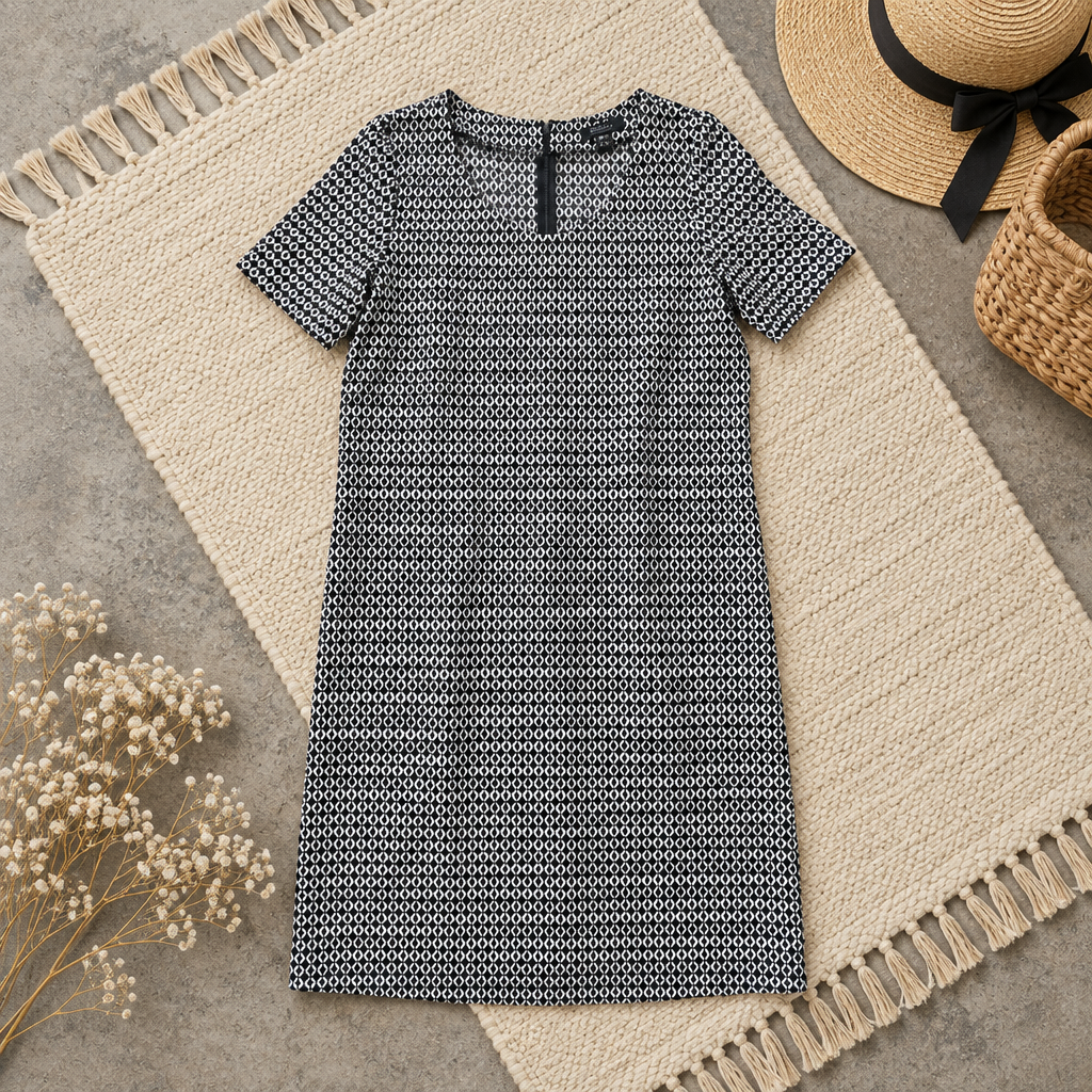 Esmara Damen Kleid Schwarz-Weiß Gr. 38 – Kurzarm Etuikleid / Sommerkleid mit Muster (Neu mit Etikett)