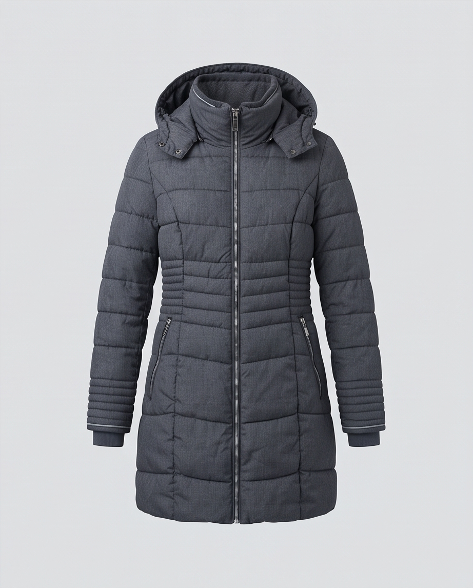 2nd Hand | SA.HARA Damen Steppmantel Grau Gr. 36 – Taillierter Wintermantel mit Kapuze