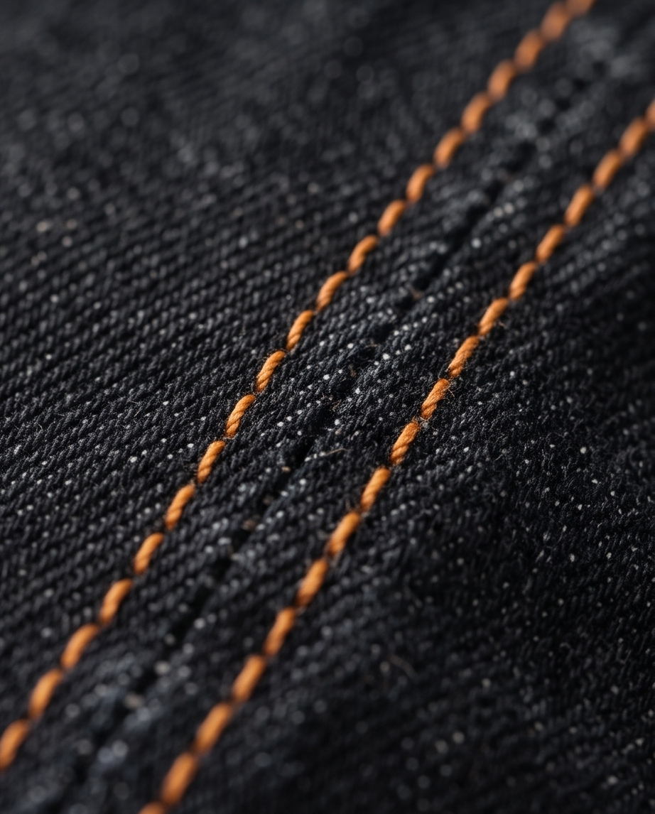 Denim Flatcap mit Kontrastnähten – Lässige Jeans Schiebermütze (Schwarz) – Unisex Einheitsgröße (Neu)