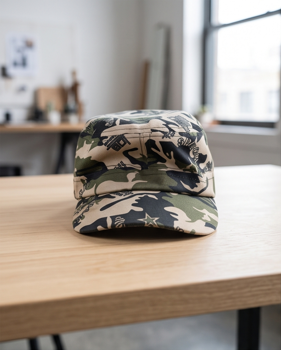 Camouflage Army Cap im Streetwear-Design – Military Mütze mit Print (Tarnfarben) – Unisex Neu