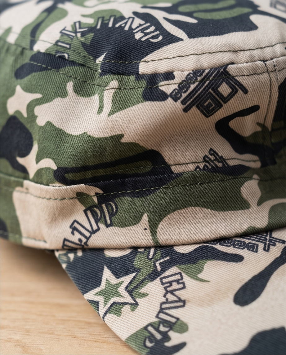 Camouflage Army Cap im Streetwear-Design – Military Mütze mit Print (Tarnfarben) – Unisex Neu