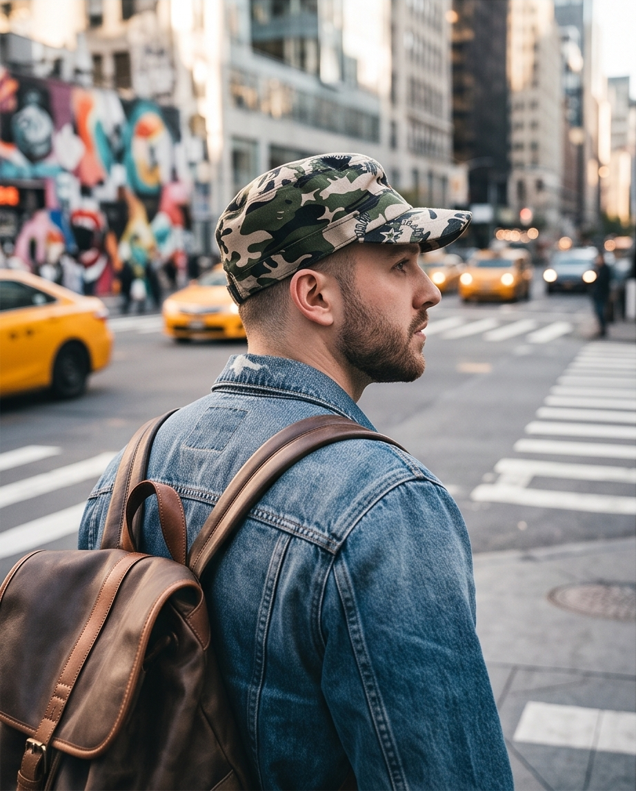 Camouflage Army Cap im Streetwear-Design – Military Mütze mit Print (Tarnfarben) – Unisex Neu
