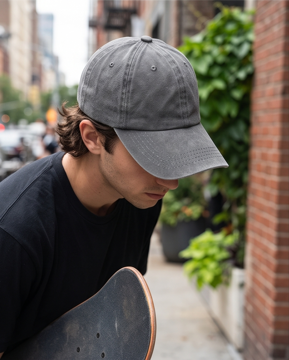 Klassische Unisex Basecap im Washed-Look – Verstellbare Vintage Cap, Einheitsgröße