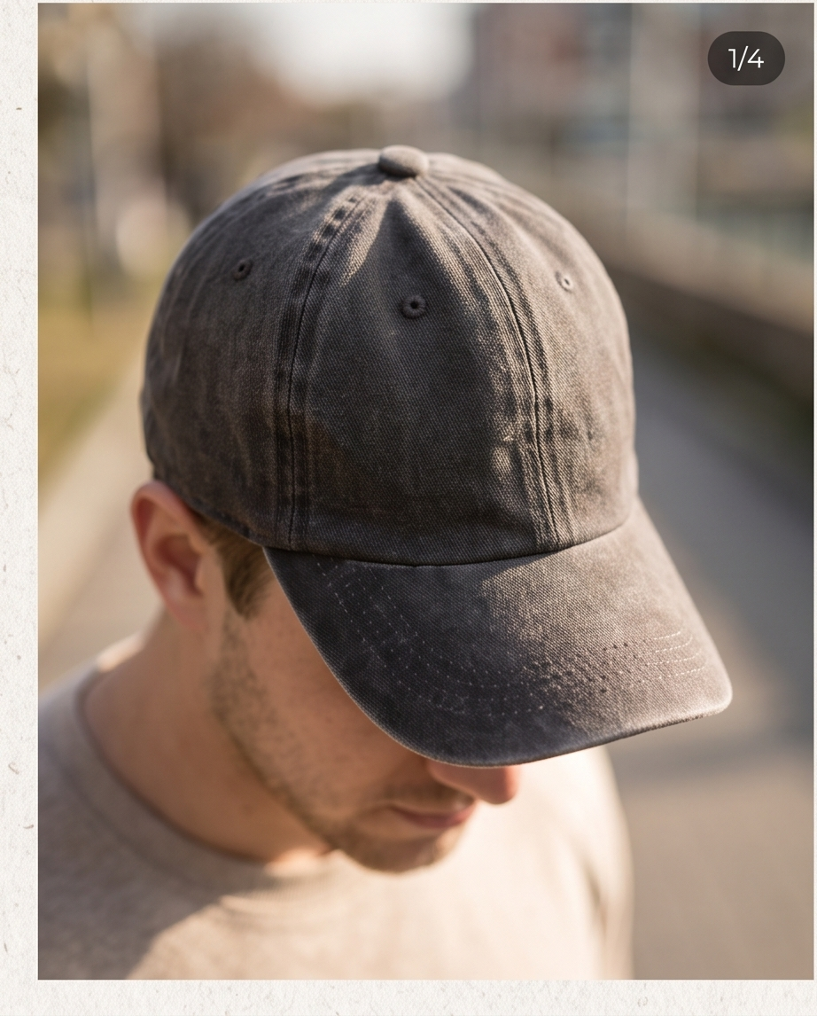 Klassische Unisex Basecap im Washed-Look – Verstellbare Vintage Cap, Einheitsgröße