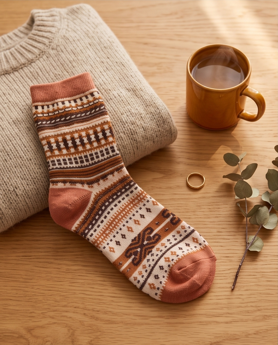 Kuschelige Damen Wintersocken im Ethno- & Vintage-Look – Warm & elastisch, Gr. 36-40
