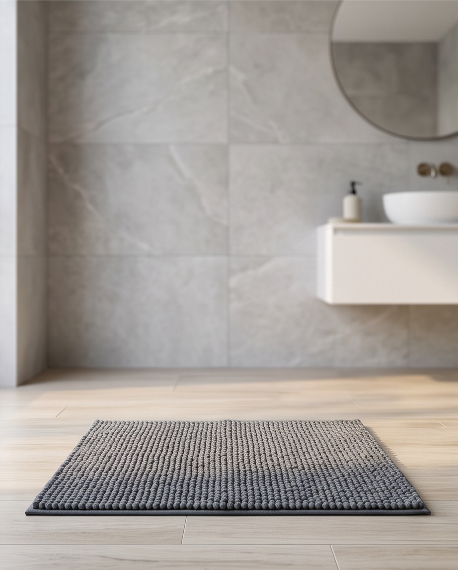Premium Badmatte Chenille | Farbe anthrazit - Luxus fürs Badezimmer