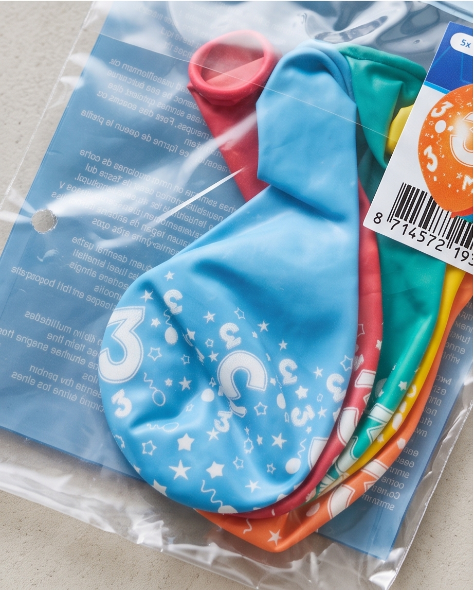 Folat Luftballons Zahl 3 bunt – 5 Stück (30 cm)