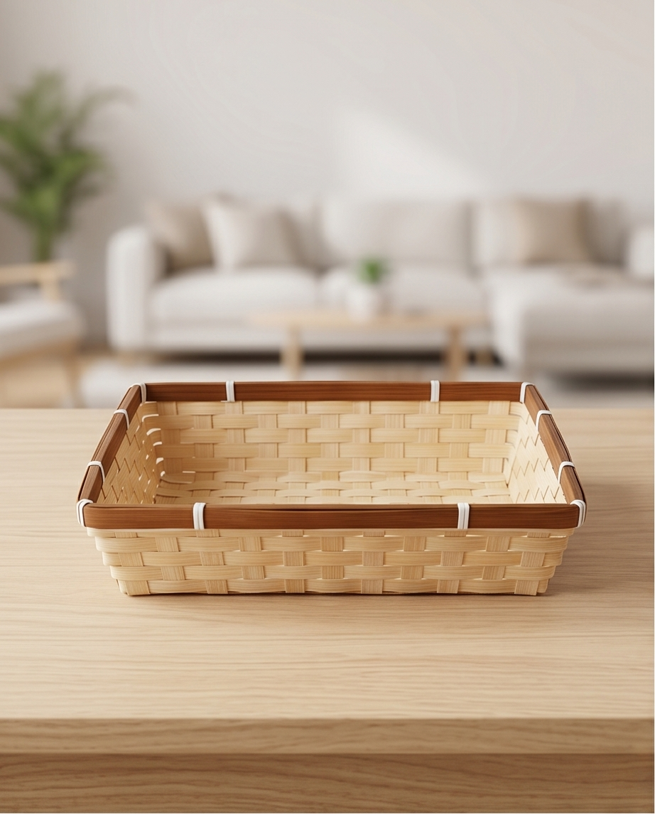 Bambus-Korb rechteckig – Geschenkkorb 32 x 24 x 7 cm