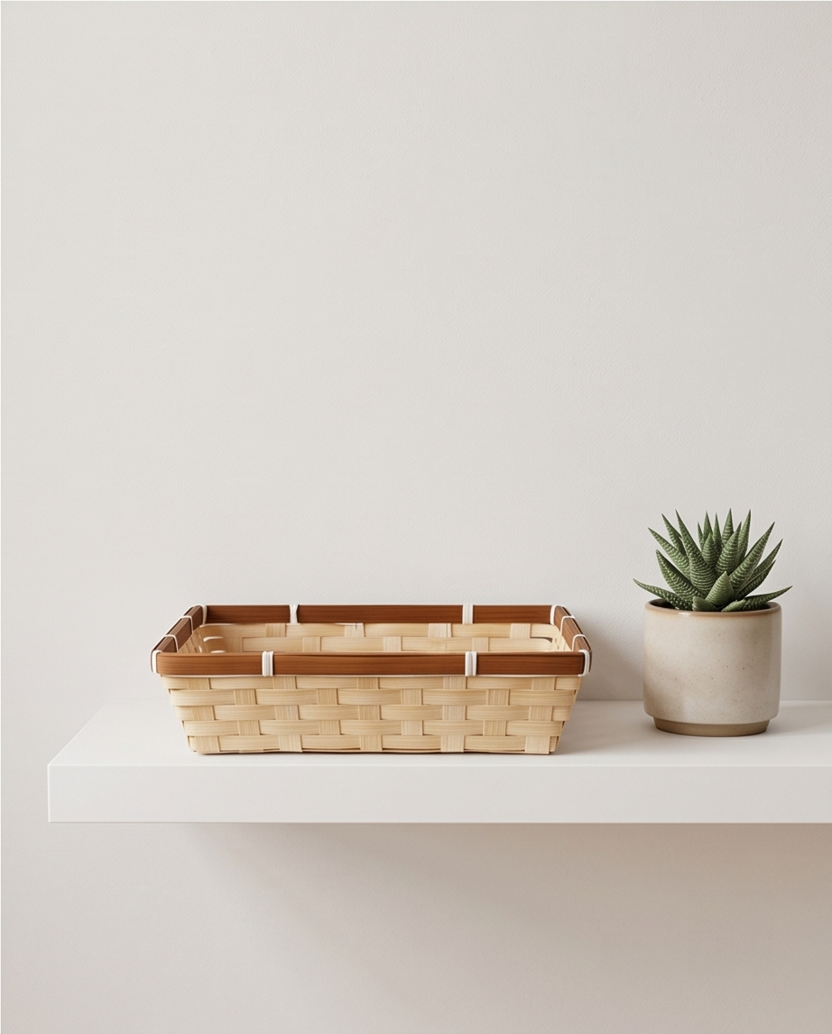 Bambus-Korb rechteckig – Geschenkkorb 32 x 24 x 7 cm