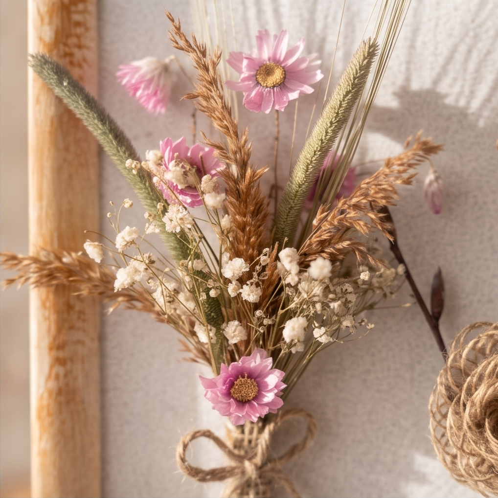Handmade - Bild mit Trockenblumen im Rahmen | Blumenbild | Deko