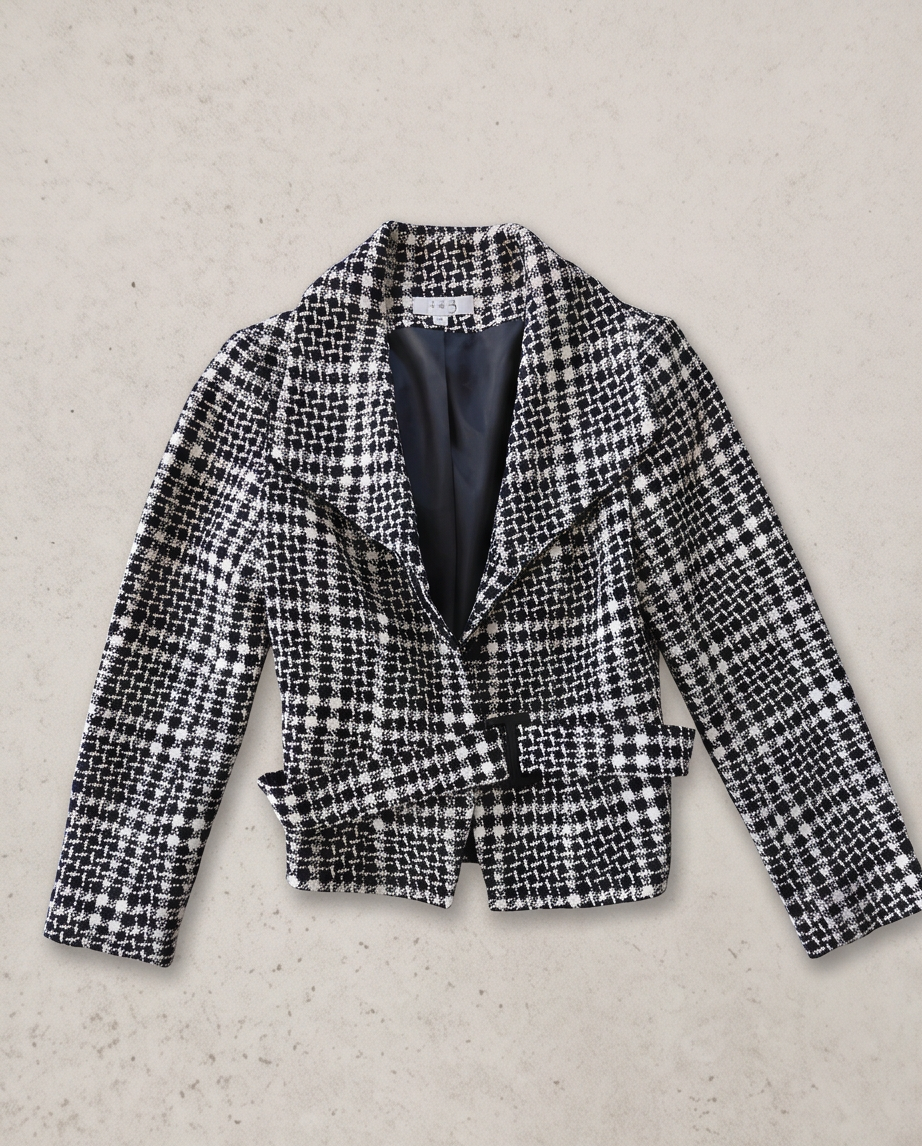 2nd Hand | Bouclé-Blazer schwarz-weiß Größe 38, un deux trois