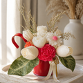 Handmade - Blumen-Bouquet aus Duftwachs – Weiß & Rot | Deko