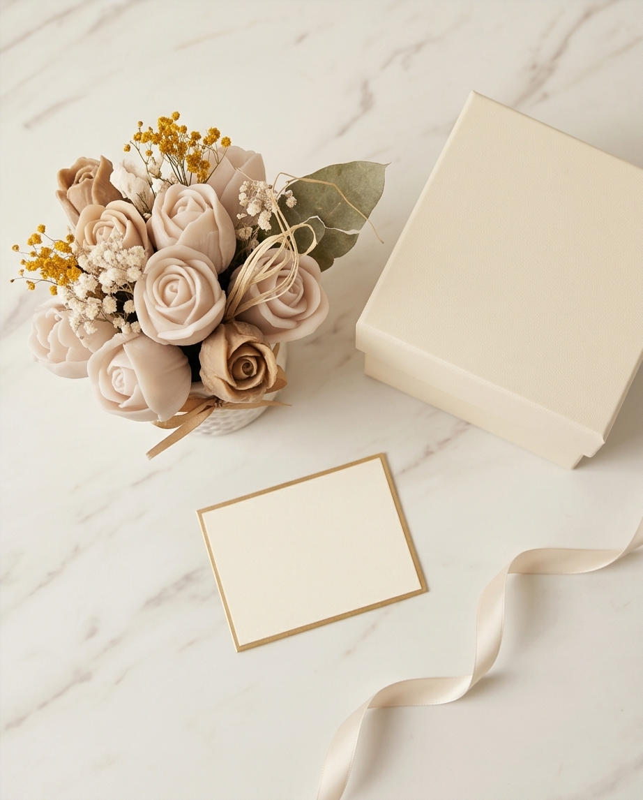 Handmade - Duftwachs-Blumen-Bouquet 'Braun' – Blumen, die niemals welken
