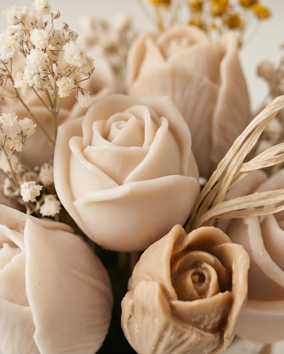Handmade - Duftwachs-Blumen-Bouquet 'Braun' – Blumen, die niemals welken