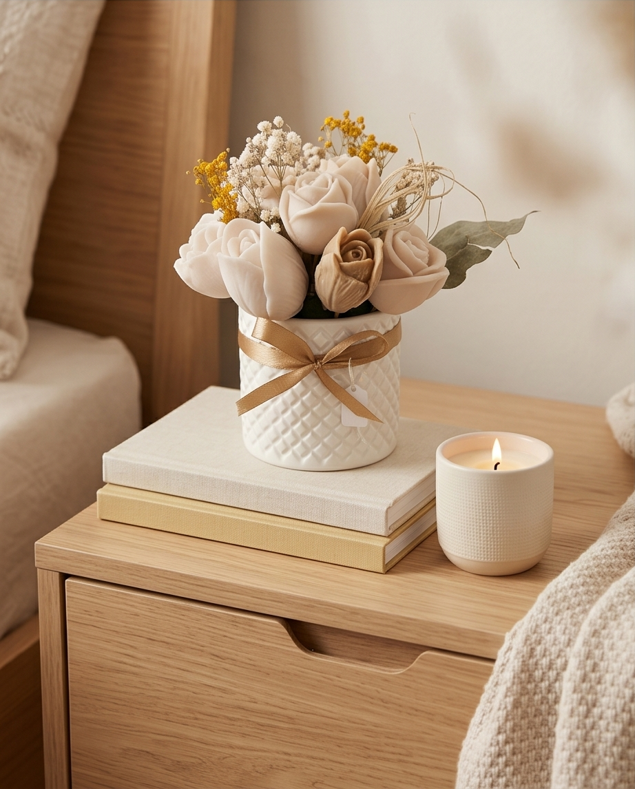 Handmade - Duftwachs-Blumen-Bouquet 'Braun' – Blumen, die niemals welken