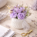 Handmade - Blumen-Bouquet aus Duftwachs – Lilatöne | Deko