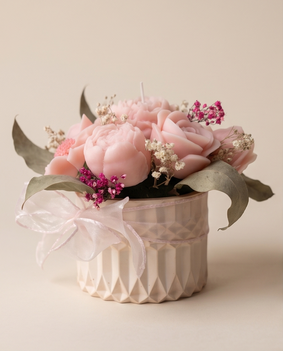 Handmade - Duftwachs-Blumen-Bouquet 'Rosa' – Blumen, die niemals welken | Deko