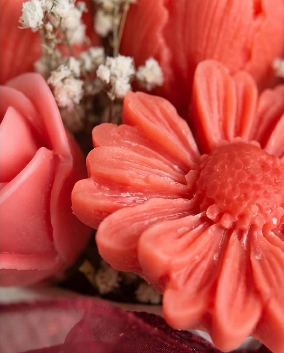 Handmade - Duftwachs-Blumen-Bouquet 'Rot' – Blumen, die niemals welken | Deko