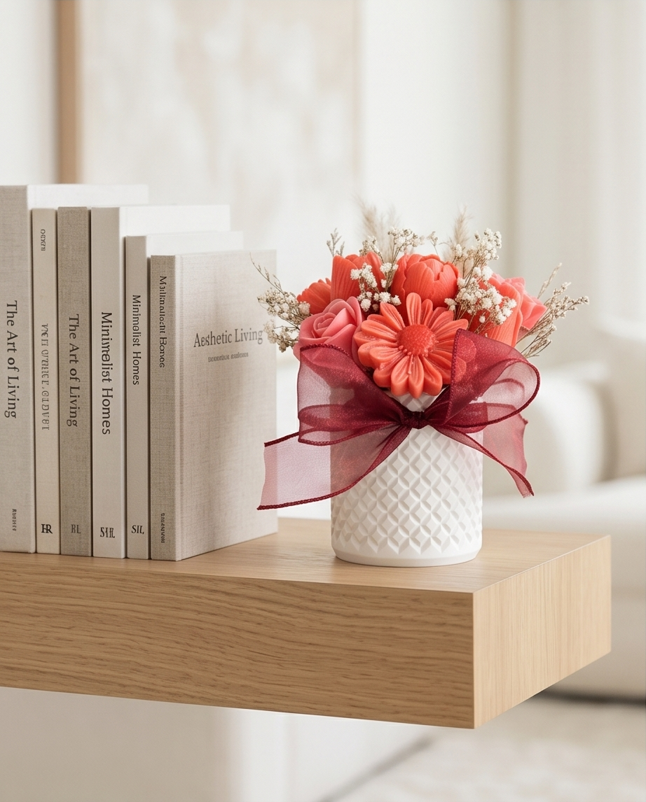 Handmade - Duftwachs-Blumen-Bouquet 'Rot' – Blumen, die niemals welken | Deko