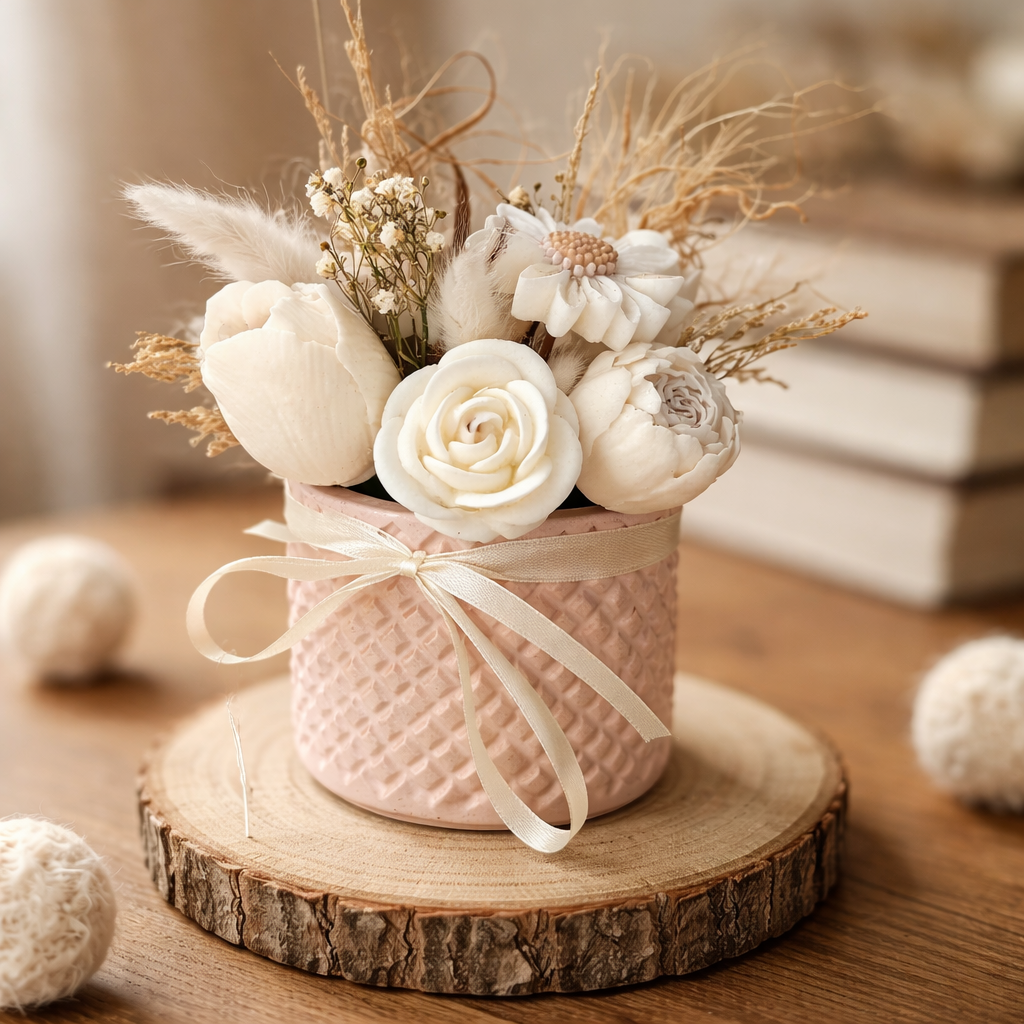 Handmade - Duftwachs-Blumen-Bouquet 'Weiß' – Blumen, die niemals welken | Deko