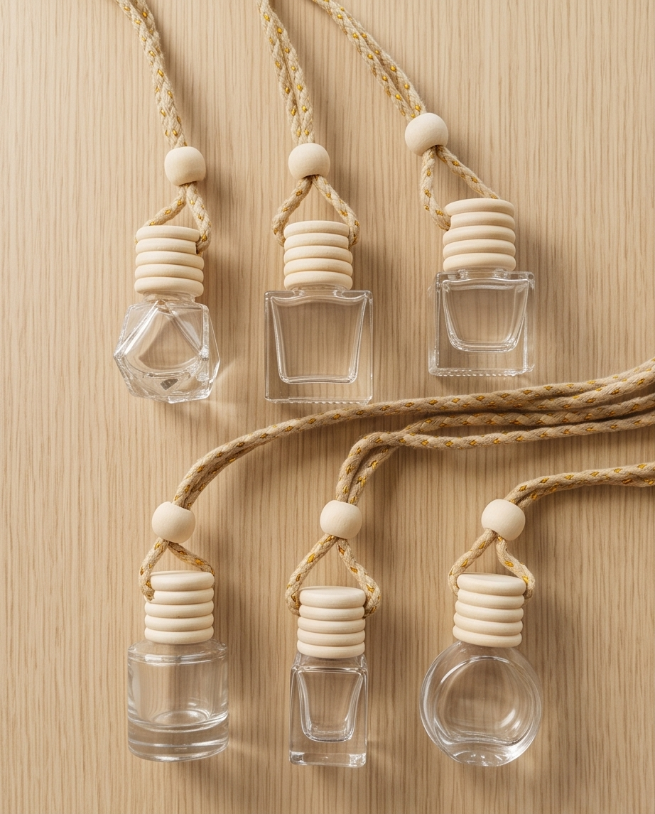 Hängender Auto- & Raum-Diffuser – Stilvoller Duftbegleiter aus Glas und Holz