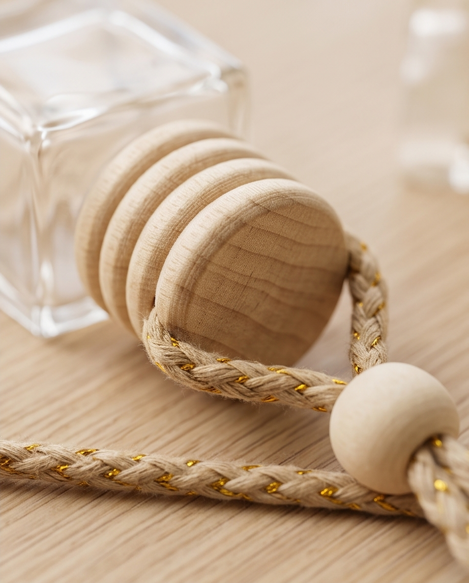 Hängender Auto- & Raum-Diffuser – Stilvoller Duftbegleiter aus Glas und Holz