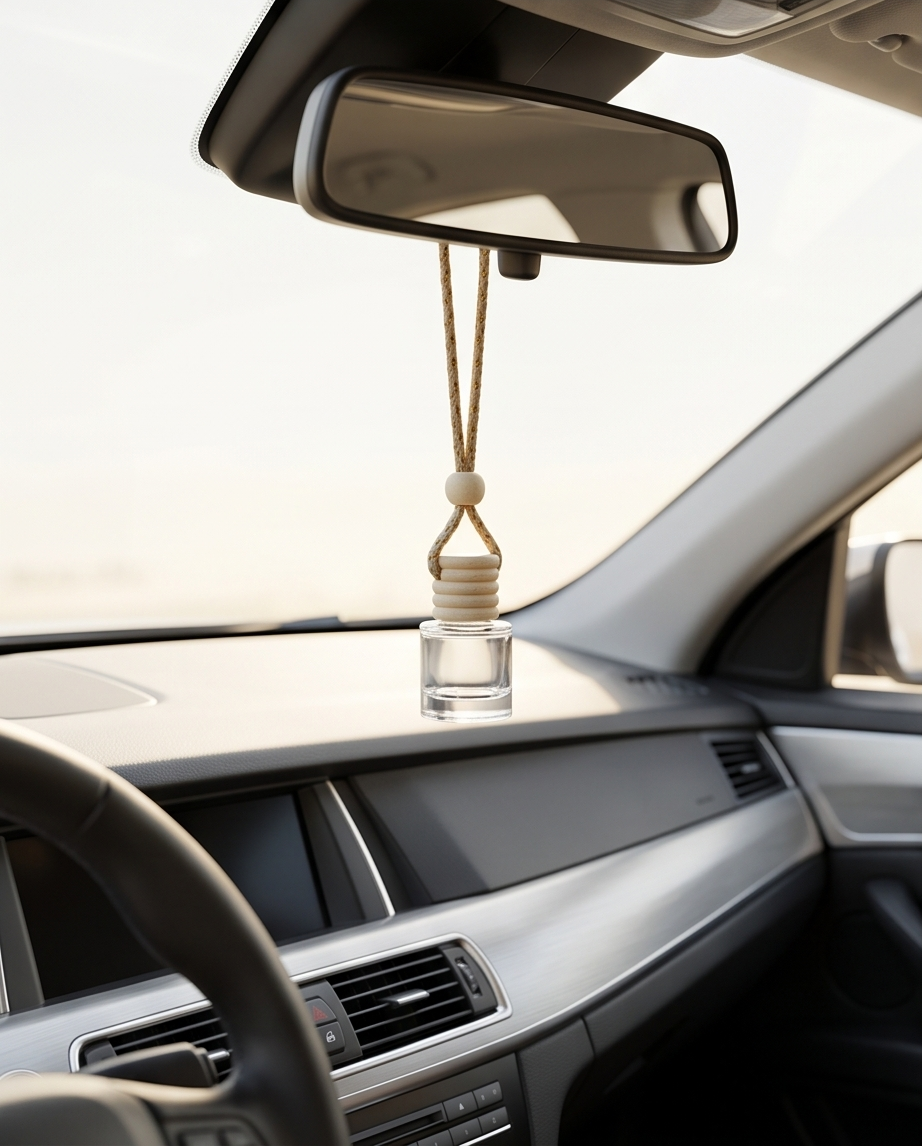 Hängender Auto- & Raum-Diffuser – Stilvoller Duftbegleiter aus Glas und Holz