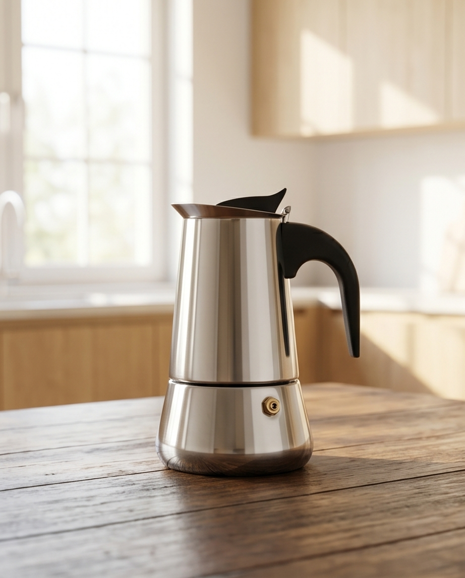 Espressokocher aus Edelstahl – Herdkocher für 4 Tassen Espresso (200 ml)