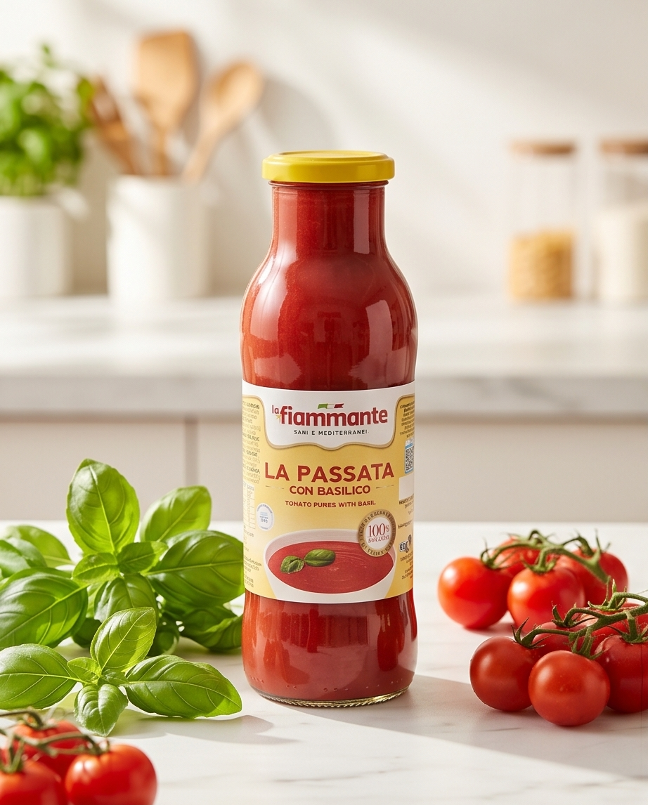 La Fiammante Klassisches Tomatenpüree mit Basilikum 690 g – Sonnengereift & Italienisch