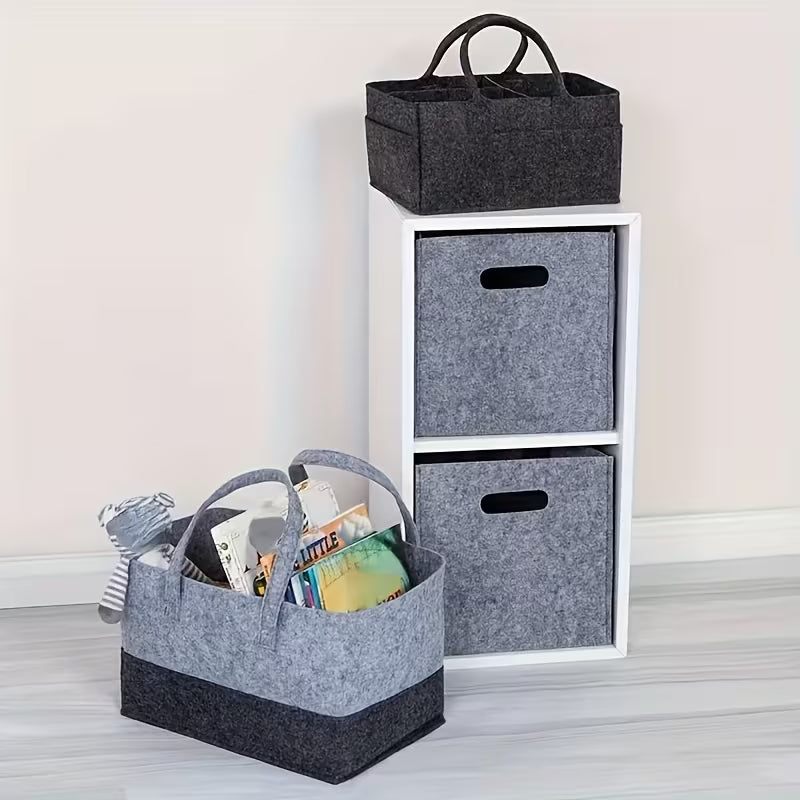 Filztasche Premium | grau-schwarz | Shopper oder Kaminkorb