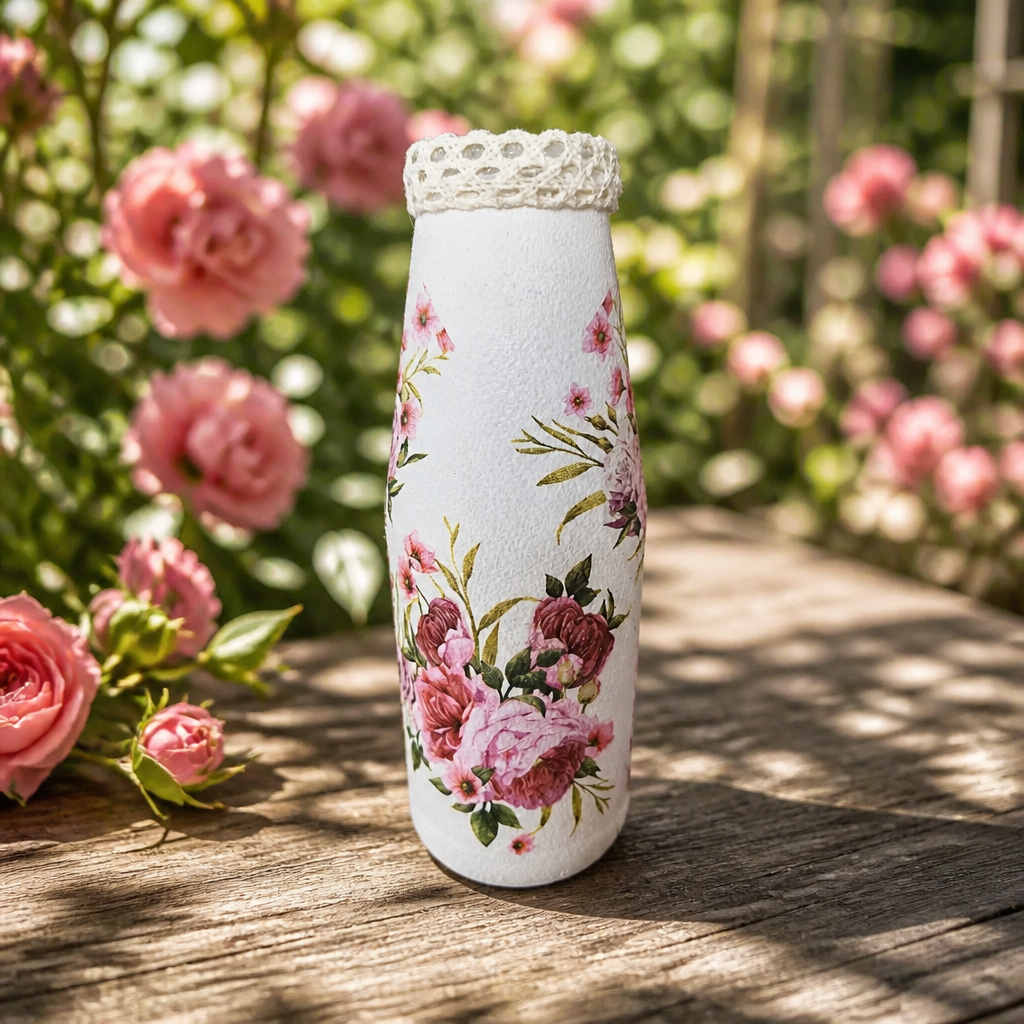 Handmade - Glasflasche als Vase oder Deko