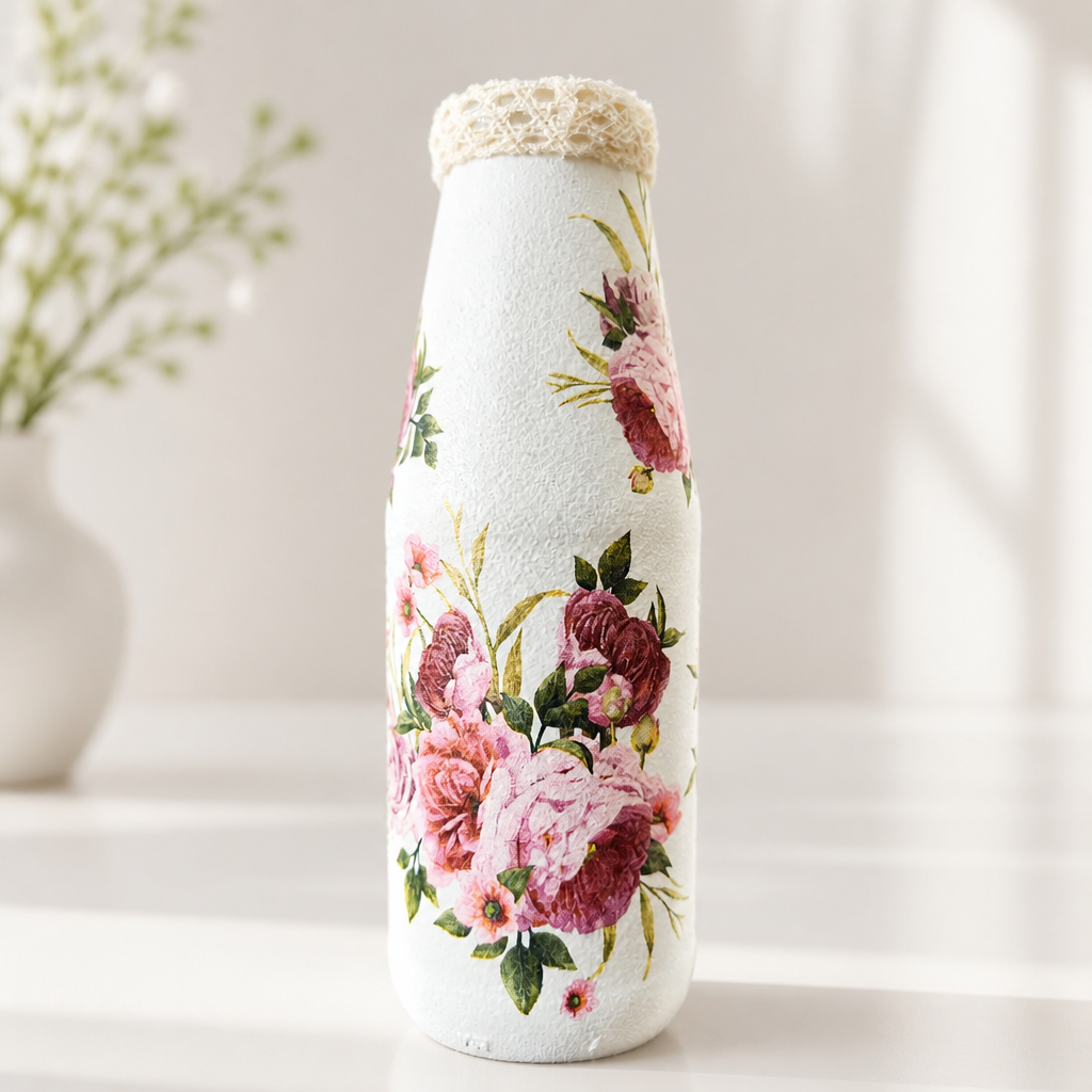 Handmade - Glasflasche als Vase oder Deko